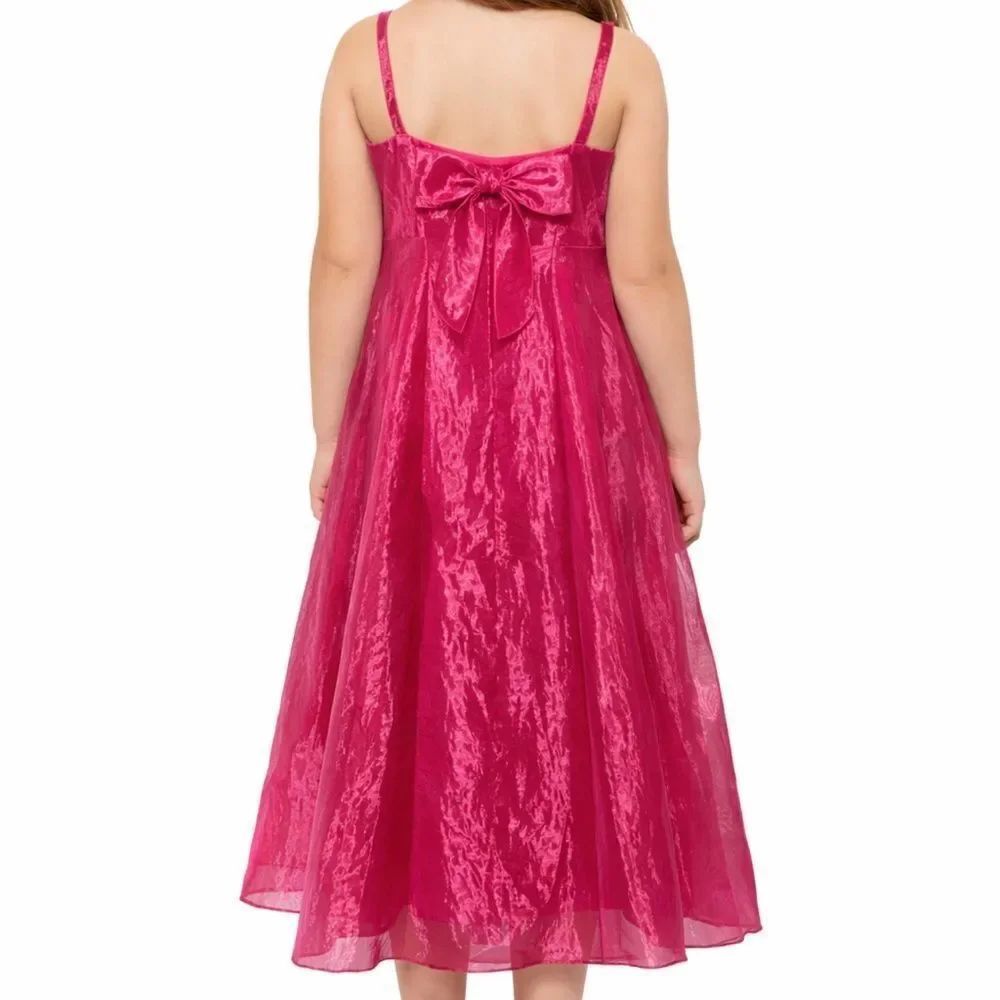 Vintage Jessica McClintock Girls Dress 7 Pink Sheer Organza Bow Party Formal USA